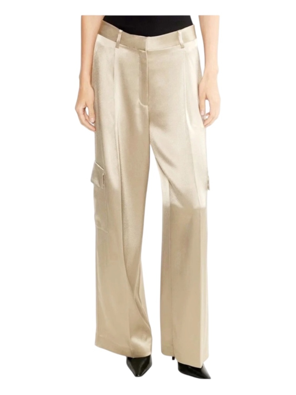 Babaton Satin Outgoing Cargo Pants Pearl Taupe 0 Trousers